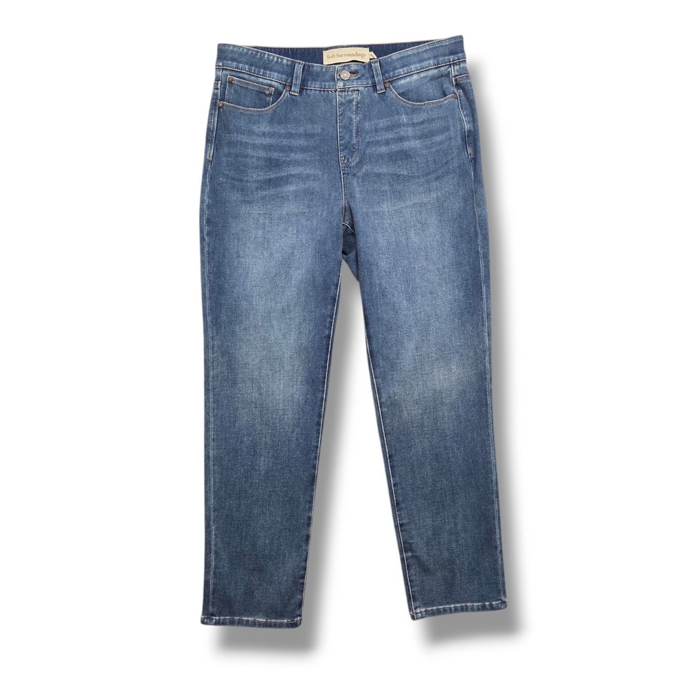 Soft Surroundings Ultimate Denim Relaxed Straight Jeans Womens Large High Rise
